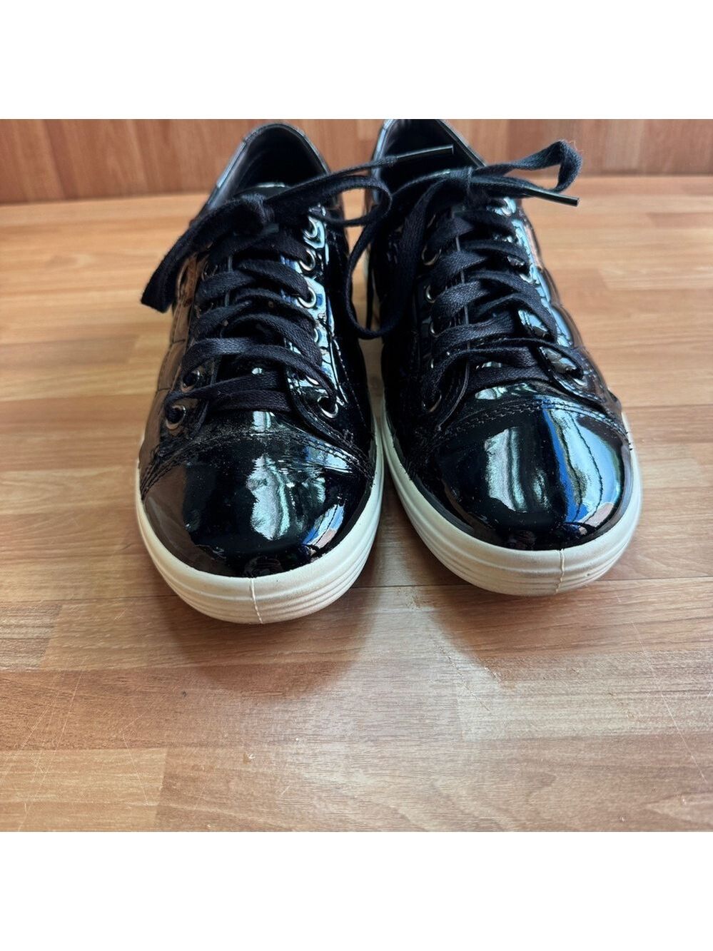 Ecco patent leather sneakers, size 37 black quilted shiny - Picture 2 of 9
